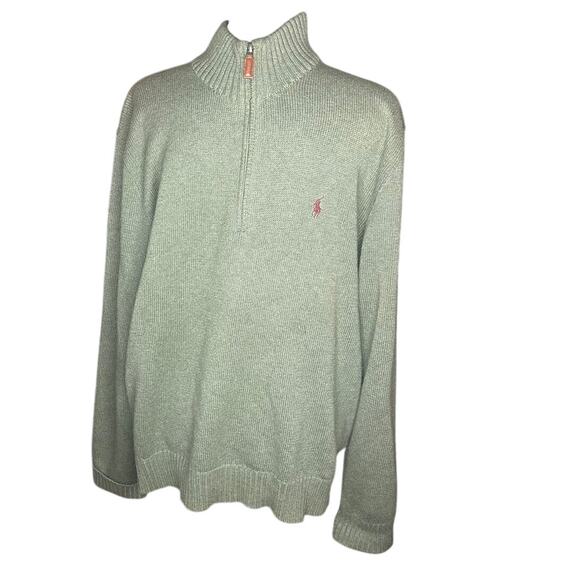 Polo Ralph Lauren Men's quarter zip pullover sweater in a sage color size large - Picture 1 of 4